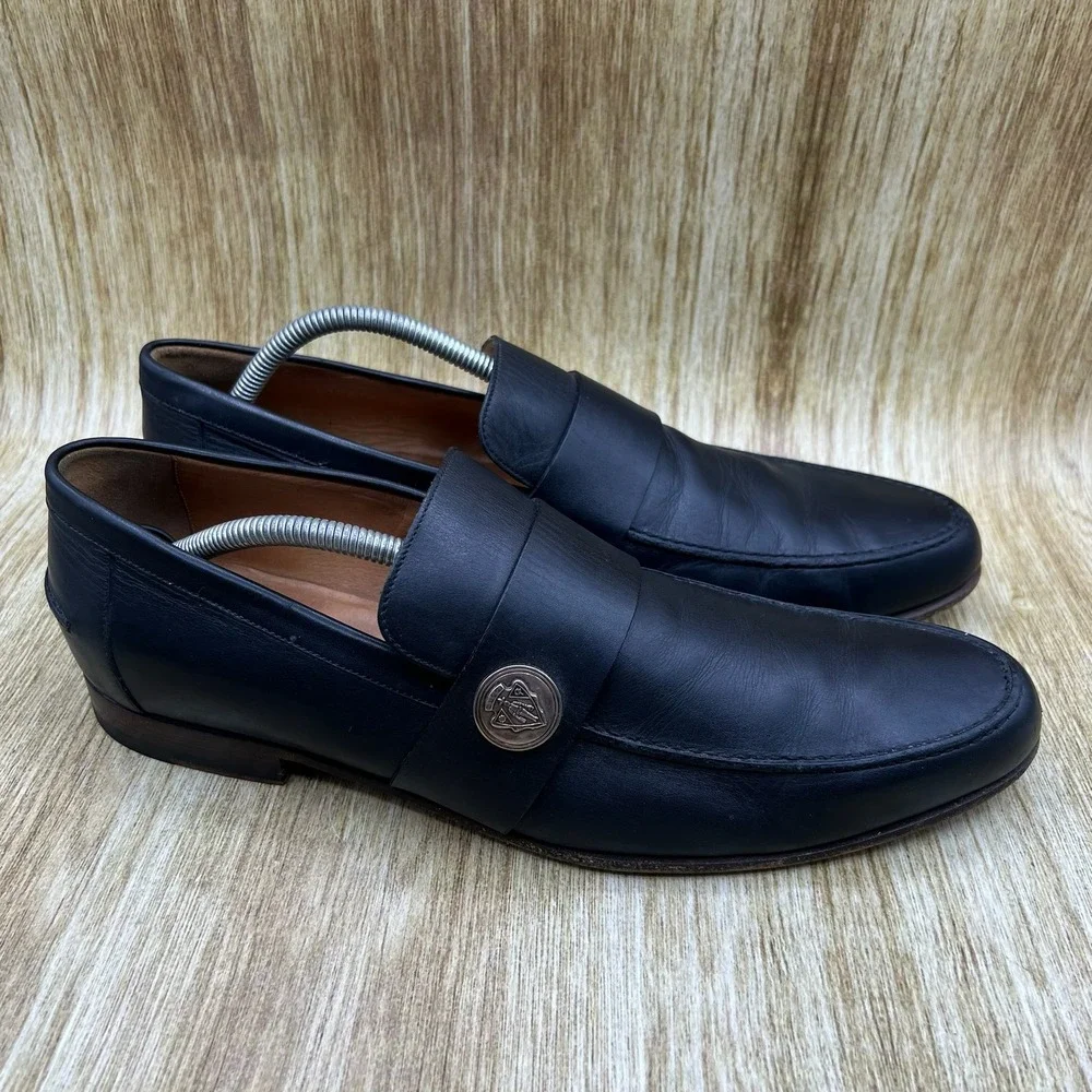 Gucci Hysteria Loafers Men's Size 11 D Black Leather Crest Coin Made in Italy
